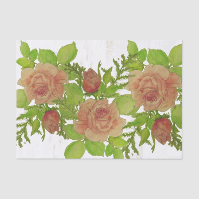 Lenço de papel dos rosas da aguarela (Frente )