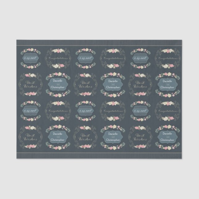 Lenço de papel dos rosas do casamento (Frente )