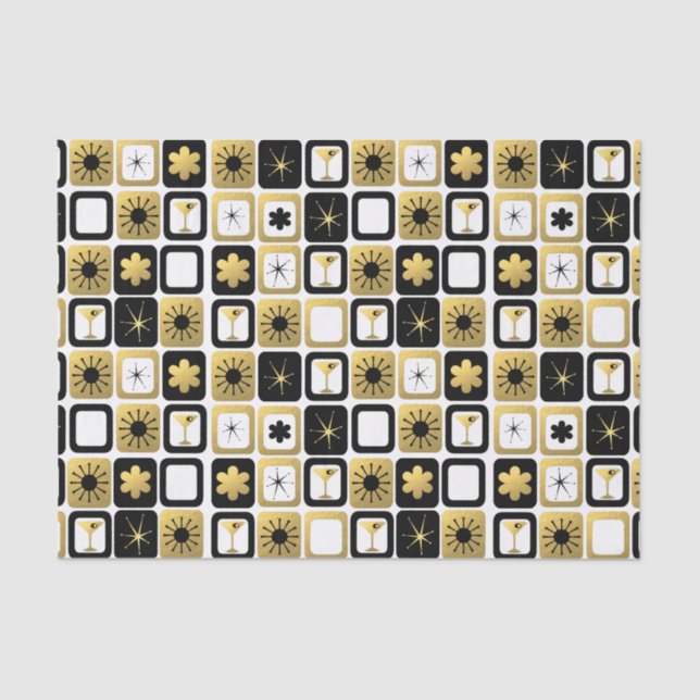 Lenço de papel Dourado glamoroso retro (Frente )