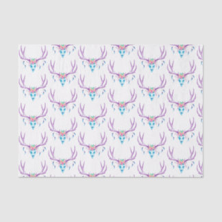 Lenço de papel floral do crânio do veado