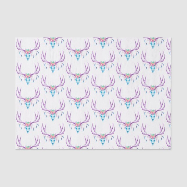 Lenço de papel floral do crânio do veado (Frente )