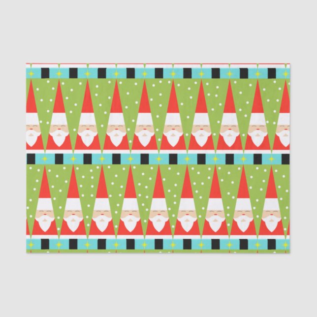 Lenço de papel geométrico retro do papai noel (Frente )