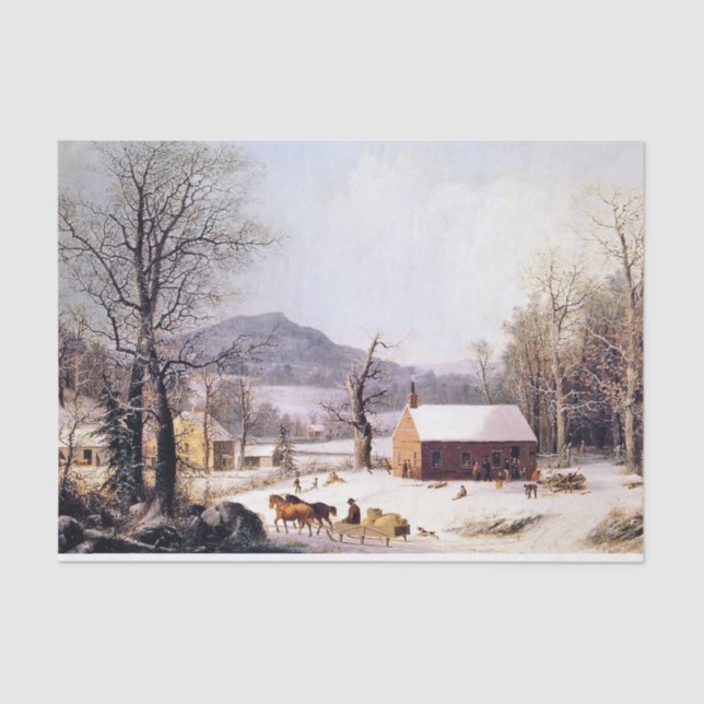 Lenço de papel nevado do inverno do trenó (Frente )