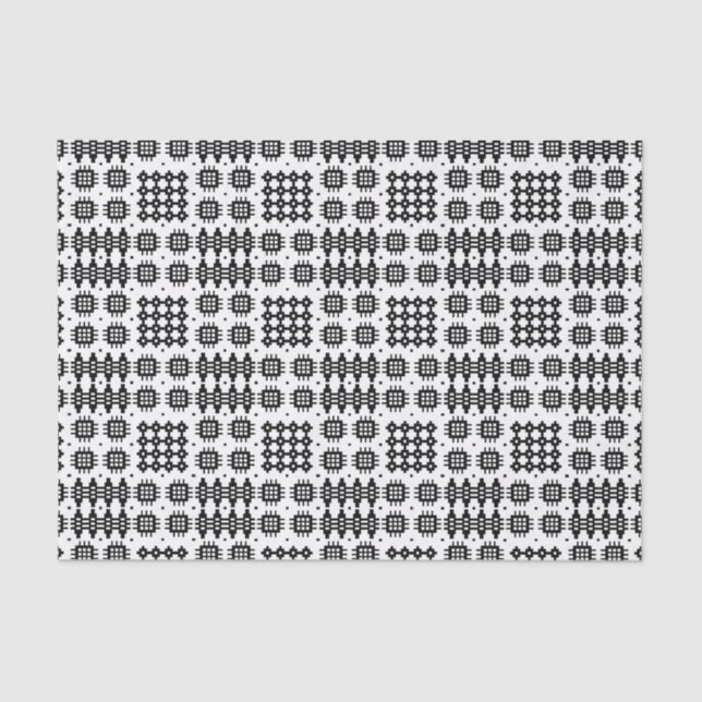 Lenço de papel preto e branco da tapeçaria do (Frente )