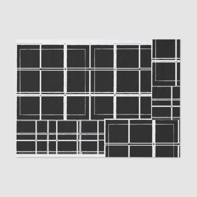 Lenço de papel preto e branco da xadrez (Frente )