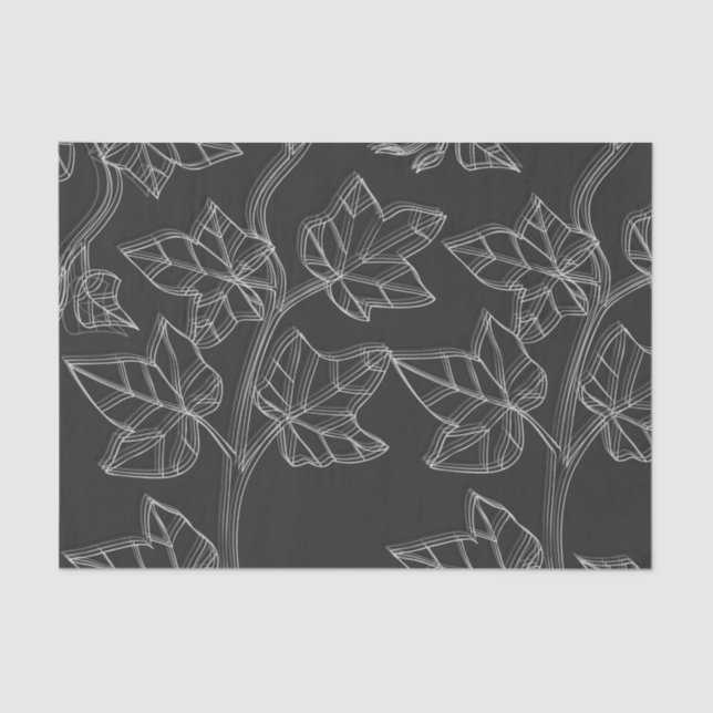 Lenço de papel preto e branco das folhas (Frente )