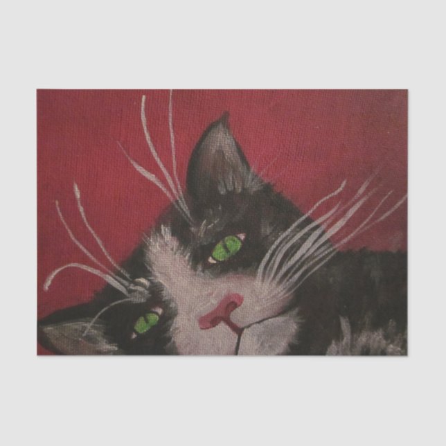 lenço de papel preto e branco do gato (Frente )