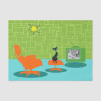 Lenço de papel retro do gatinho da era espacial