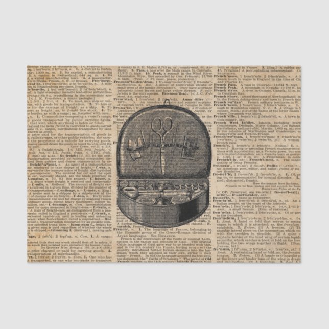 Lenço de papel Sewing da arte 10lb do dicionário (Frente )