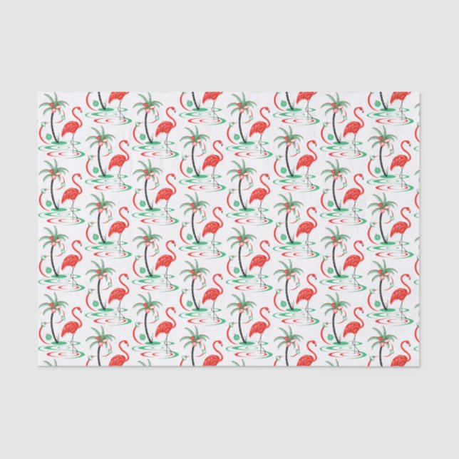 Lenço de papel vermelho do flamingo do Natal (Frente )