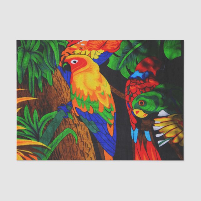 Lenço de papel vermelho e verde do papagaio (Frente )