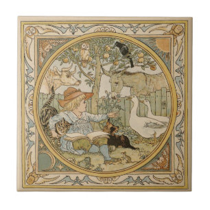 Lendo Azulejo de cerâmica divertida