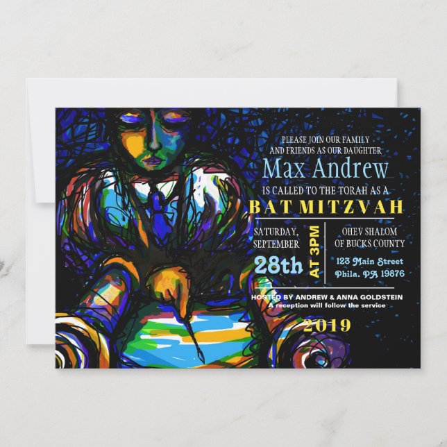 LENDO O Convite para Bat Mitzvah, Bar TORAH (Frente)