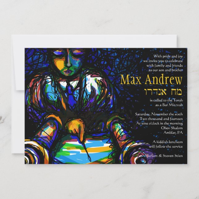 LENDO O Convite para Bat Mitzvah, Bar TORAH (Frente)