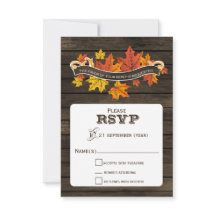 Lenha de celeiro casamento outono Russo rsvp 3.5 x