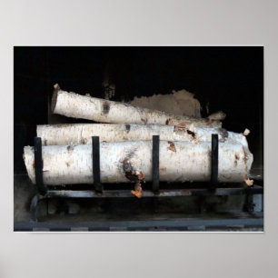 Lenha no poster da lareira