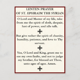 Lenten Prayer of Ruas, Ephraim, o cartão sírio