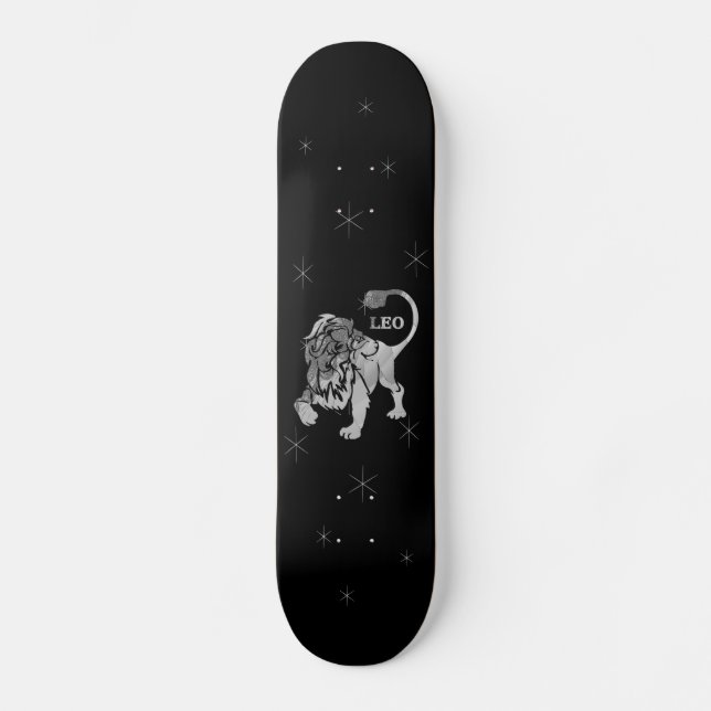 Leo Lion Silver Zodiac Skateboard Deck (Frente)