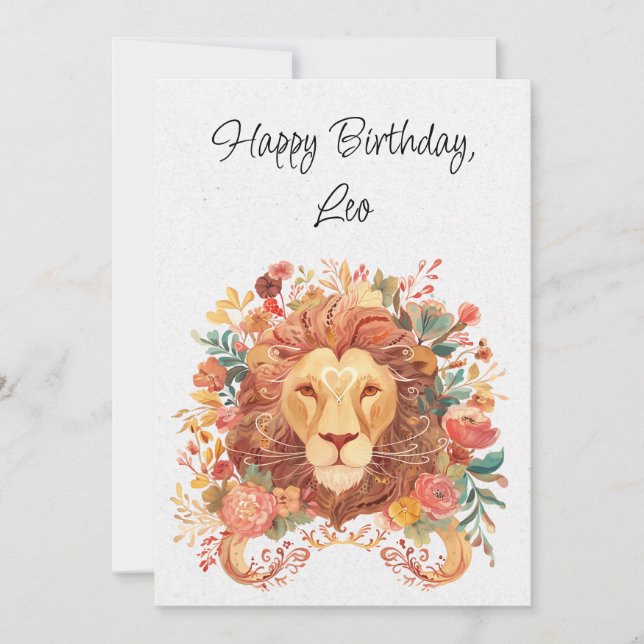 Leo Lion Zodiac Boho Floral Birthday (Frente)