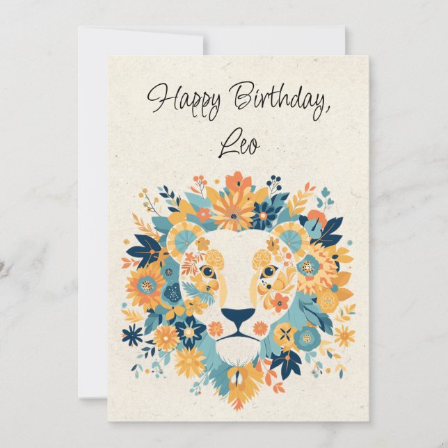 Leo Lion Zodiac Floral Birthday (Frente)