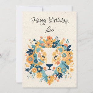 Leo Lion Zodiac Floral Birthday