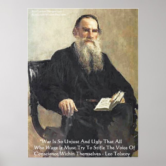 Leo Tolstoy "A Guerra é Injusta", Poster de citaçã (Frente)