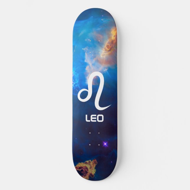 Leo Zodiac Blue Skateboard (Frente)