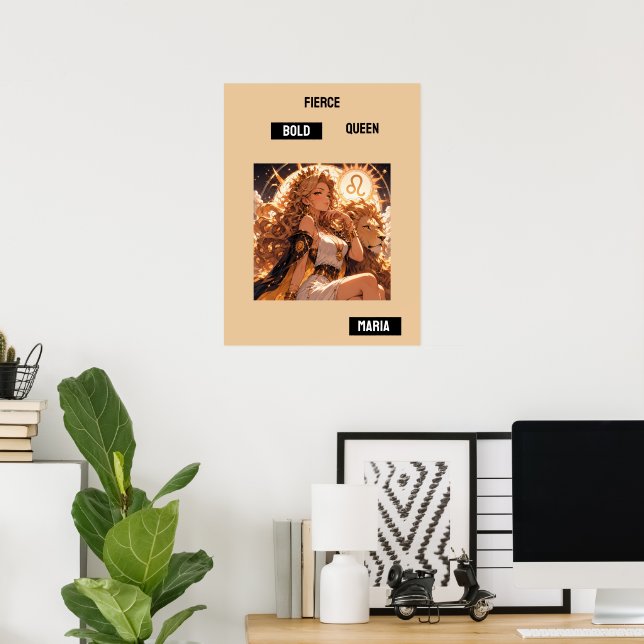 Leo Zodiac Poster Personalized Astrology Gift (Escritório em casa)