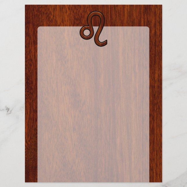 Leo Zodiac Símbolo do estilo madeira mogno (Frente)