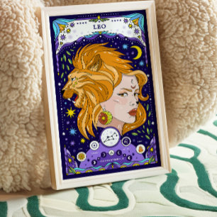 Leo Zodiac - Sinal Azul Poster - Radiante e Regal