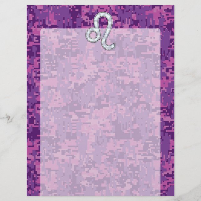 Leo Zodiac - Sinal da Camuflagem Digital Fuchsia (Frente)
