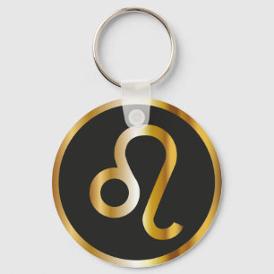 Leo Zodiac Sinal, Preto e Dourado Chaveiro