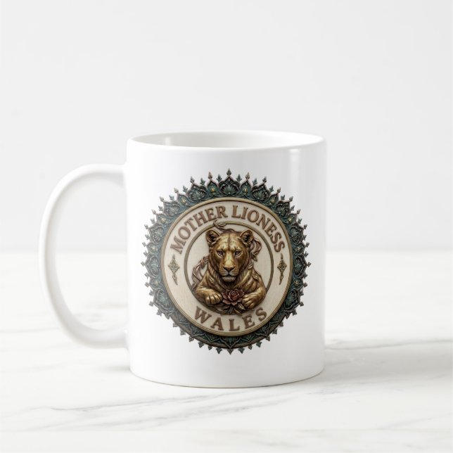 Leoa Mãe. Caneca de Café do País de Gales (Esquerda)