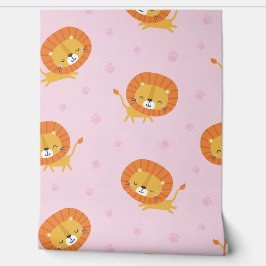 Leões bonitos com pegadas na rosa claro