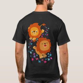 Leões De Cartoon Bonitos Na Camisa Do Jardim (Tras