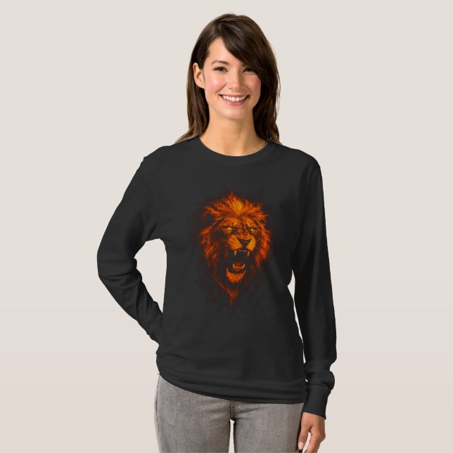 León de fuego Camiseta manga larga (Frente Completa)