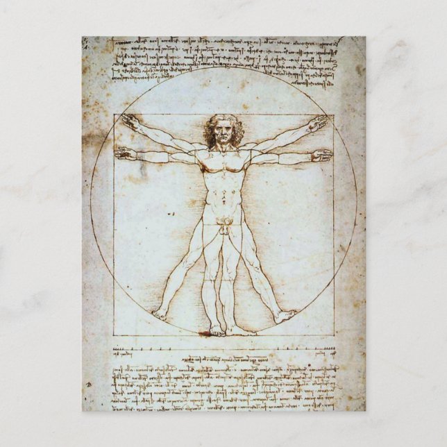 LEONARDO DA VINCI ... CARTÃO POSTAL VITRUVIAN MAN (Frente)