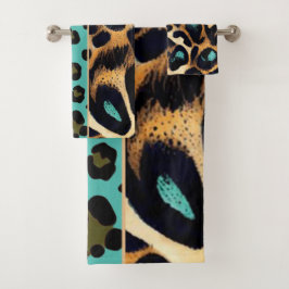 LEOPARD Animal Print - Conjunto de toalhas de banh
