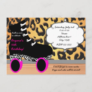 Leopard Cheetah Roller Skate Sking Convite