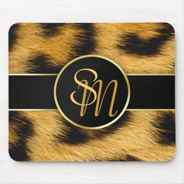 Leopard Imprime Monograma - Mousepad (Frente)