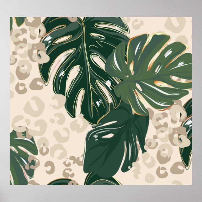 Leopard Monstera: Vintage da Impressão da selva. (Frente)