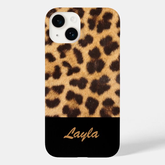 Leopard Print Animal Pele Personalizada Nome (Verso)