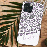 Leopard Print Lilac Cinza Elegante Nome<br><div class="desc">Capa de telefone de impressão leopardo, personalizada com seu nome na elegante tipografia de script manuscrito. Projetado para o iPhone 13 Pro Max, mas ajustado muitos outros modelos. Se você escolher um modelo diferente, verifique se o design ainda parece excelente na visualização e, se necessário, ajuste (clique em "personalizar mais"...</div>