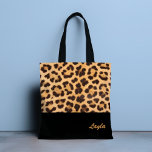 Leopard Print Personalised Tote Bag<br><div class="desc">Absolutely puurr-fect with a leopard fur print. Add your name to personalise or delete the text for your custom tote bag. Designed for you by Evco Studio.</div>