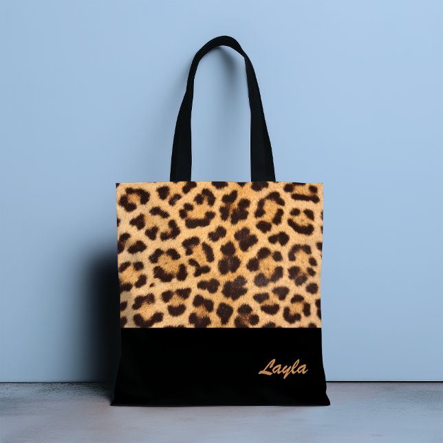 Leopard Print Personalised Tote Bag (Criador carregado)