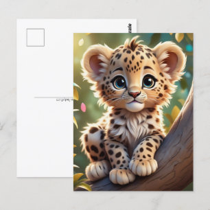 Leopardo bebê na selva, cartão postal