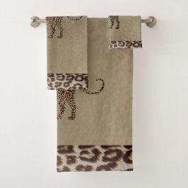 Leopardo com conjunto de toalhas para banhos de im