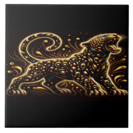 Leopardo Com Olhos Azuis em uma Borda de Quarto