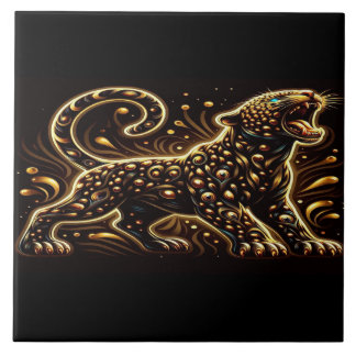 Leopardo Com Olhos Azuis em uma Borda de Quarto 