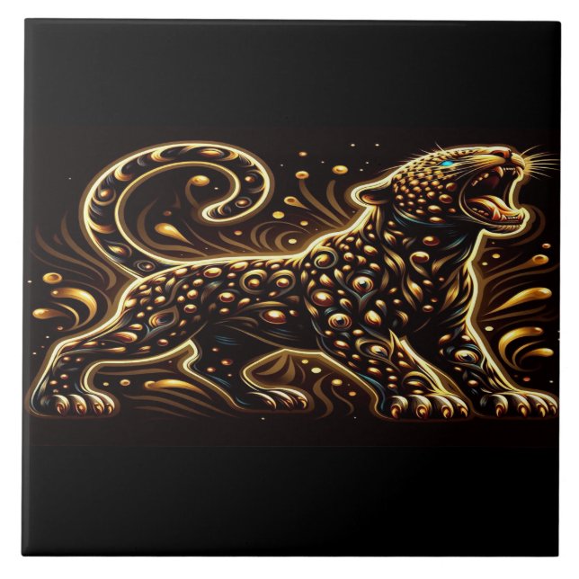 Leopardo Com Olhos Azuis em uma Borda de Quarto  (Frente)